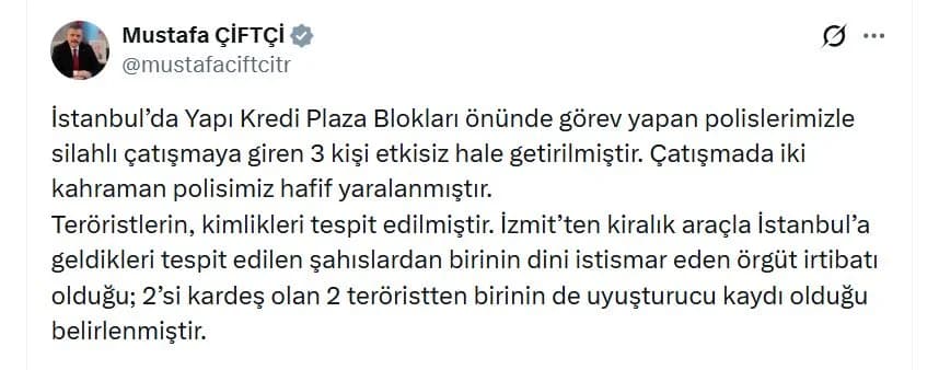 İstanbul’da Silahlı Çatışma: 3 Terörist Etkisiz Hale Getirildi
