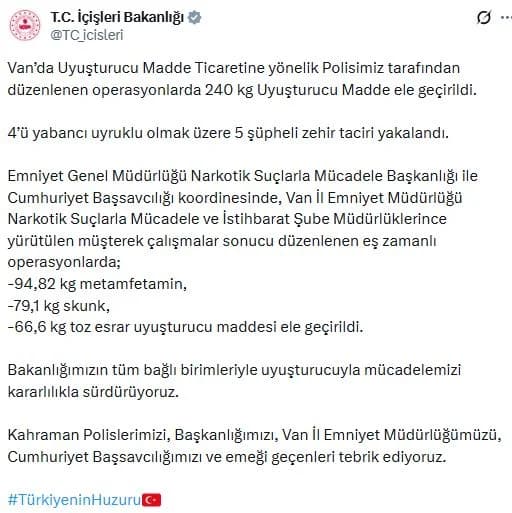 Van’da Nefes Kesen Operasyon: 240 Kilo Uyuşturucuya El Konuldu, 5 Gözaltı