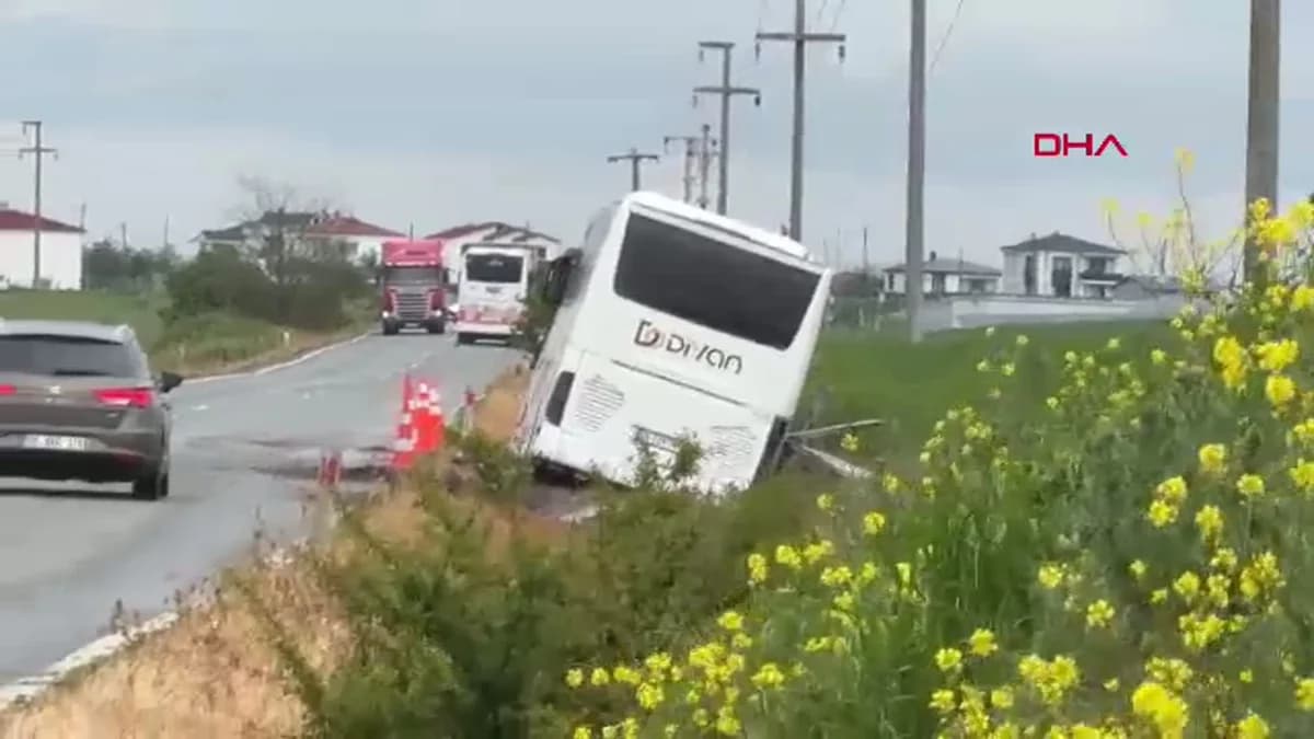 Tekirdağ’da 1 Mayıs Yolculuğu Acı Bitti: İşçi Otobüsü Su Kanalına Uçtu, 1 Yaralı