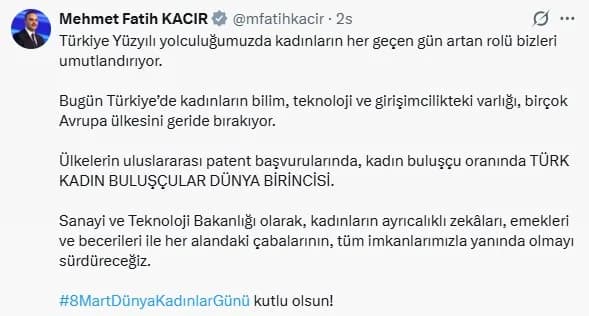 Türk Kadın Buluşçular Uluslararası Patent Başvurularında Dünya Lideri