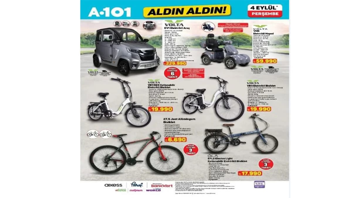 A101 4 Eylül Aktüel: Katlanabilir Elektrikli Bisiklet Fırsatı!