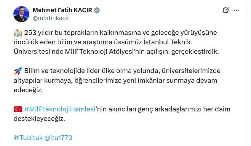 Bakan Kacır: Öğrencilere Yeni İmkanlar Sunmaya Devam Ediyoruz