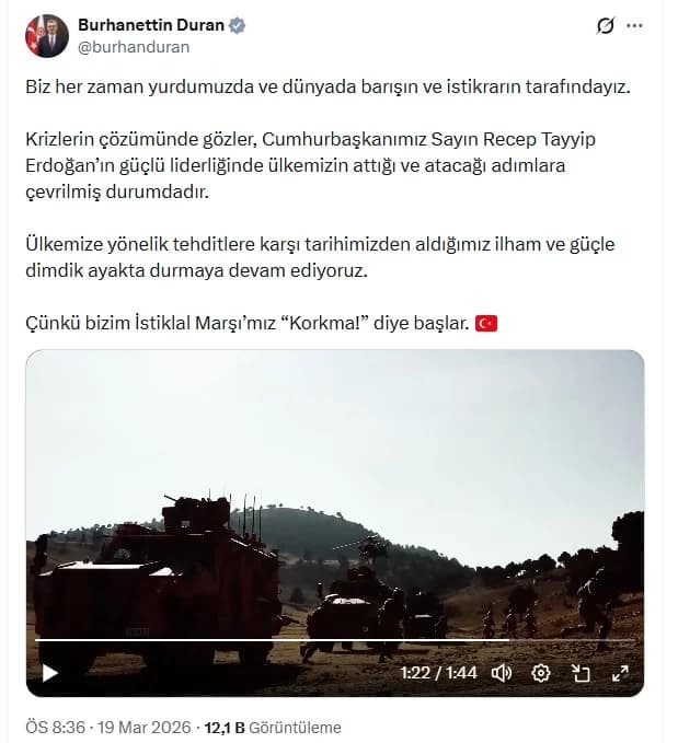 Barış ve İstikrarın Temsilcisi: İletişim Başkanı Duran’dan Önemli Açıklamalar
