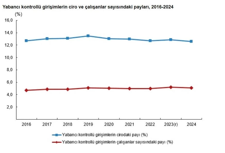 Yabancı Kontrollü Girişimlerin Ciro Payı ,6’ya Düştü