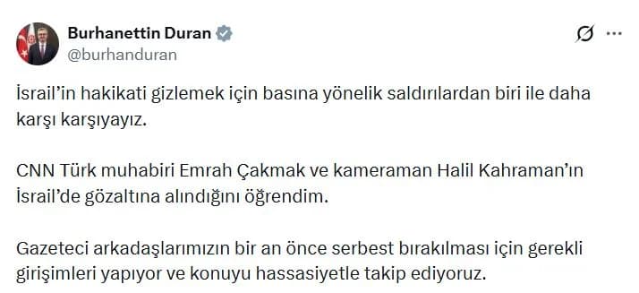 İsrail’de CNN Türk Ekibine Gözaltı Şoku
