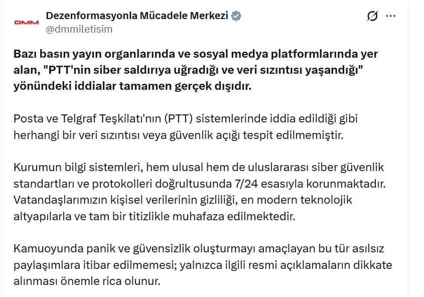 DMM’den PTT Veri Güvenliği Açıklaması