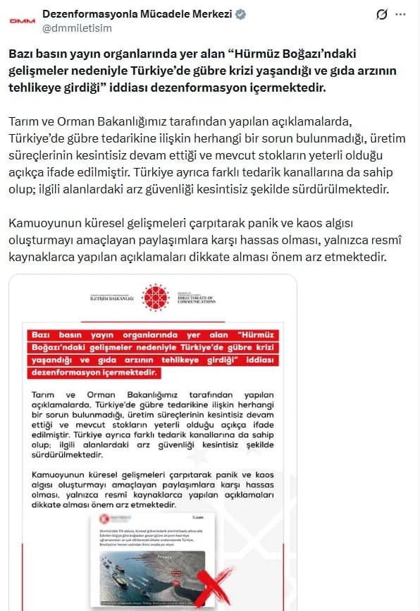 Gübre Krizi İddiası Dezenformasyon olarak Açıklandı