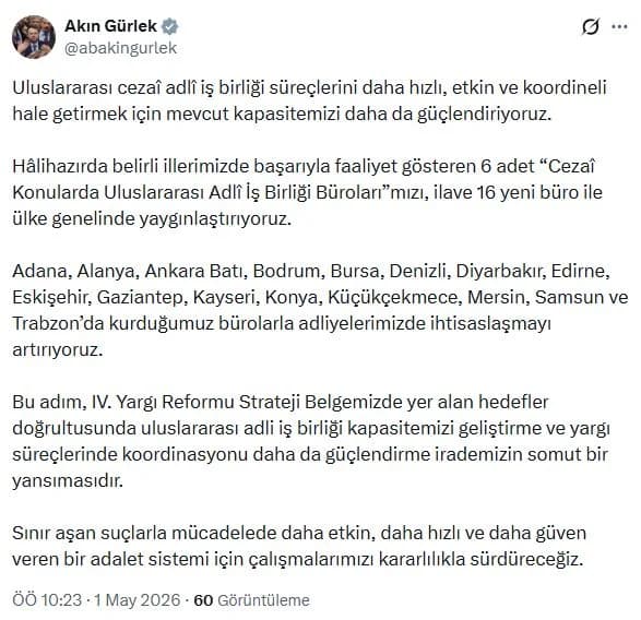 Adalet Bakanlığı 16 Yeni Adli İş Birliği Bürosu Kuruyor: Uluslararası Adalet Hızlanıyor
