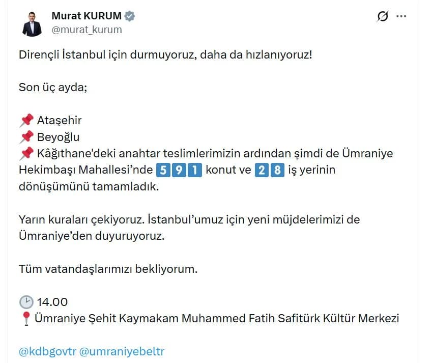 Ümraniye’de 591 Konut ve 28 İş Yerinin Dönüşümünü Tamamladık