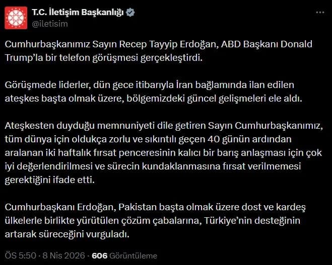 Cumhurbaşkanı Erdoğan, Trump ile Telefon Görüşmesi Gerçekleştirdi