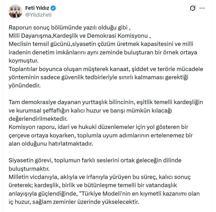 MHP Genel Başkan Yardımcısı Feti Yıldız’dan Barış Mesajı