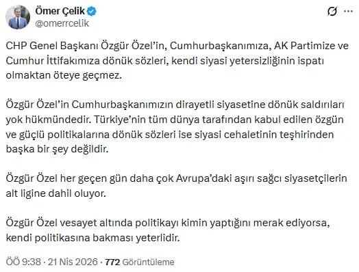 Ömer Çelik’ten Özgür Özel’e Sert Cevap: ‘Saldırıları Yok Hükmündedir’