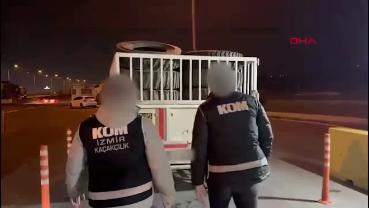 İzmir’de Lastikler Arasına Gizlenmiş 8 Bin 550 Paket Kaçak Sigara Ele Geçirildi