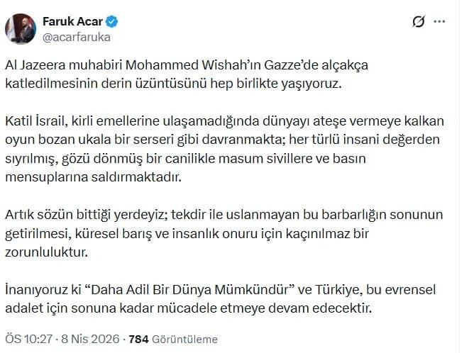 AK Parti Genel Başkan Yardımcısı Faruk Acar’dan Sert Açıklamalara