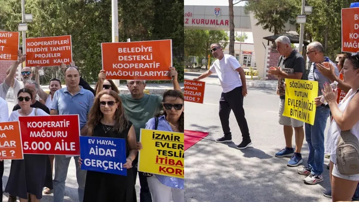 İzmir’de Kooperatif Mağdurları Özgür Özel’e Seslendi: Cezaevi Önünde Kırmızı Halı Protestosu
