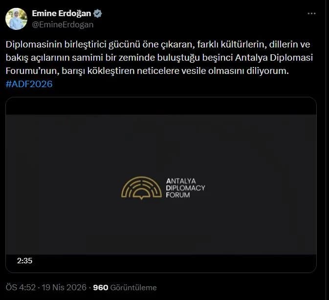Emine Erdoğan, Beşinci Antalya Diplomasi Forumu’nu Değerlendirdi