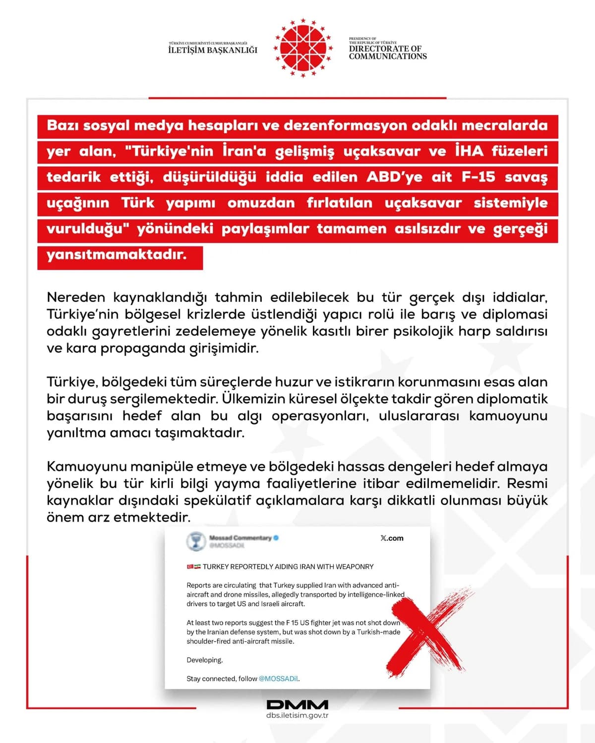 DMM’den Açıklama: Türkiye’nin İran’a Uçaksavar ve İHA Füzeleri Tedarik İddiaları Asılsız