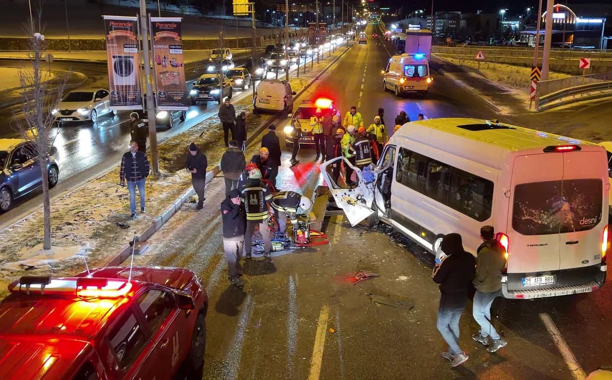 Erzurum’da Buzlanma Kazaları: 5 Yaralı