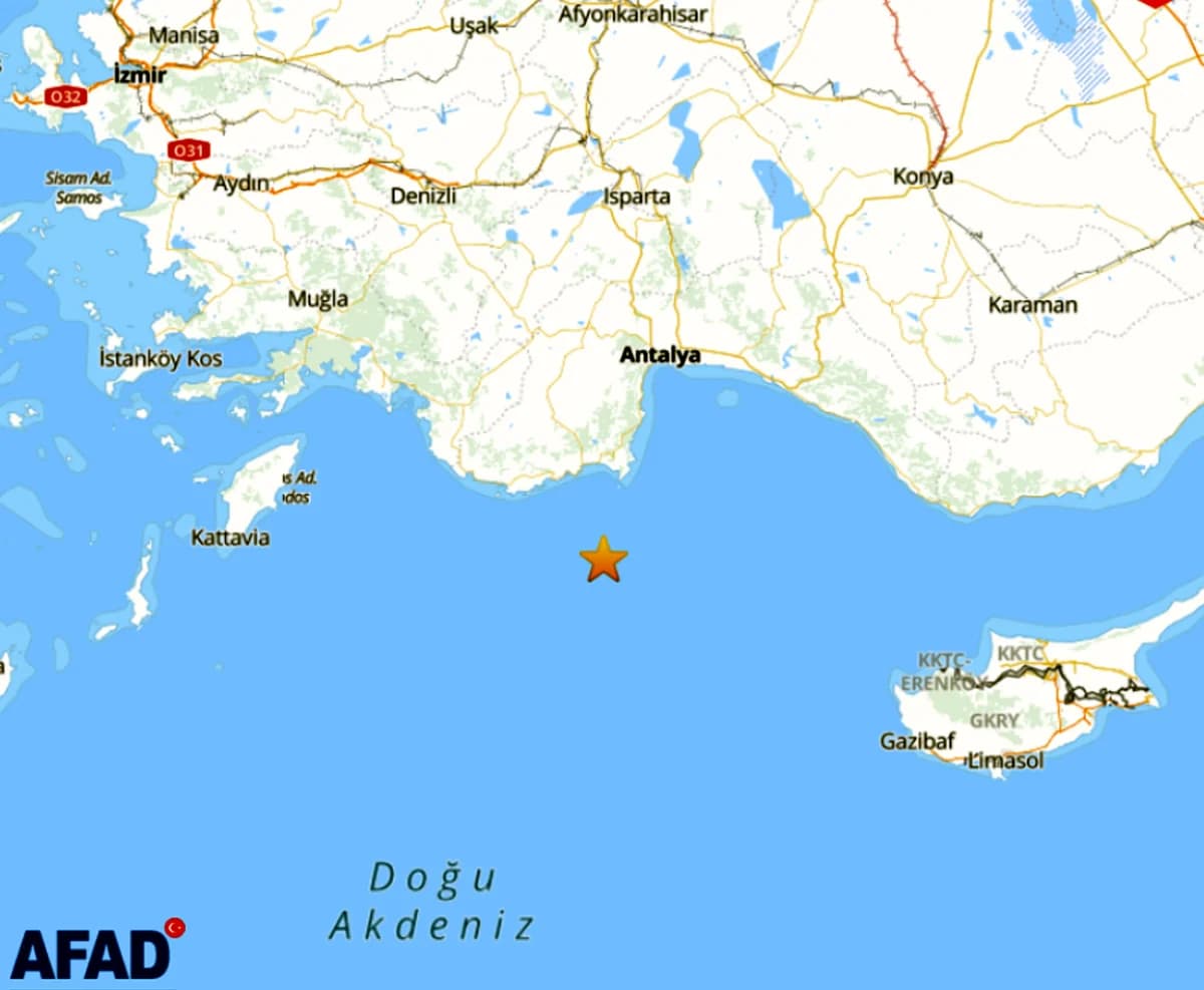 Akdeniz’de 4.2 Büyüklüğünde Deprem Gerçekleşti
