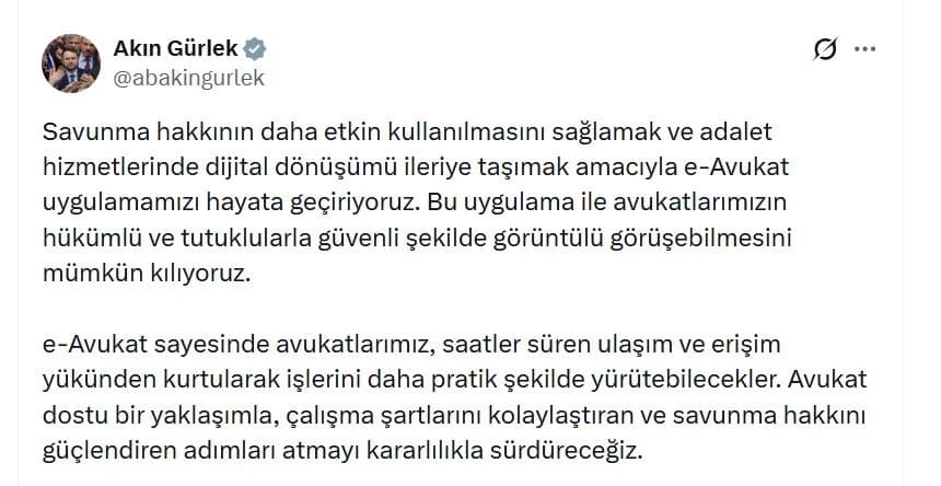 Adalet Bakanı Gürlek, e-Avukat Uygulamasını Duyurdu
